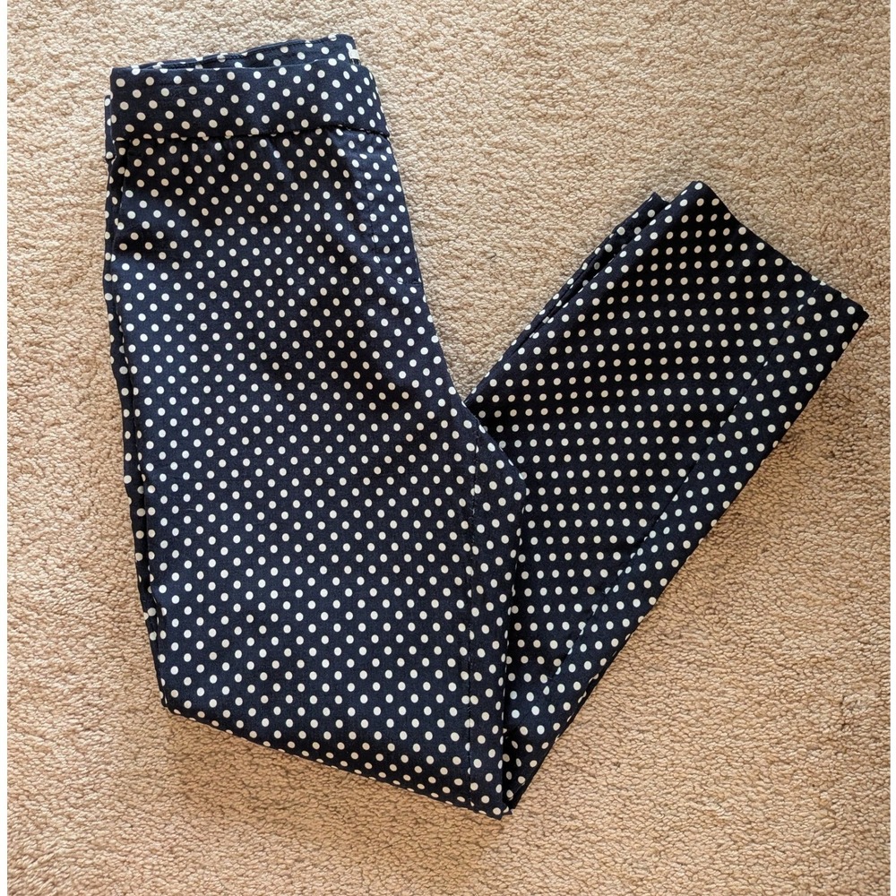 Jules & Leopold Navy Blue Polka Dot Stretch Pull-On Slim Straight Pants